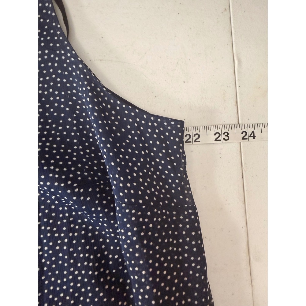 Emma & Michele Navy Blue Polka Dot Ruffle Front Sleeveless Shift Dress 2X - Picture 8 of 10